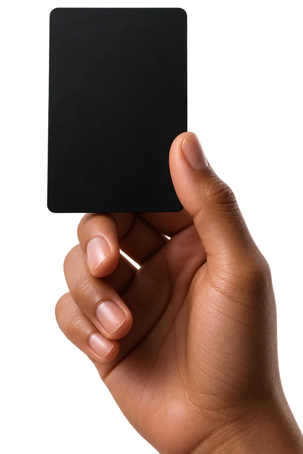 Hand holding a TapMe LB NFC tap card