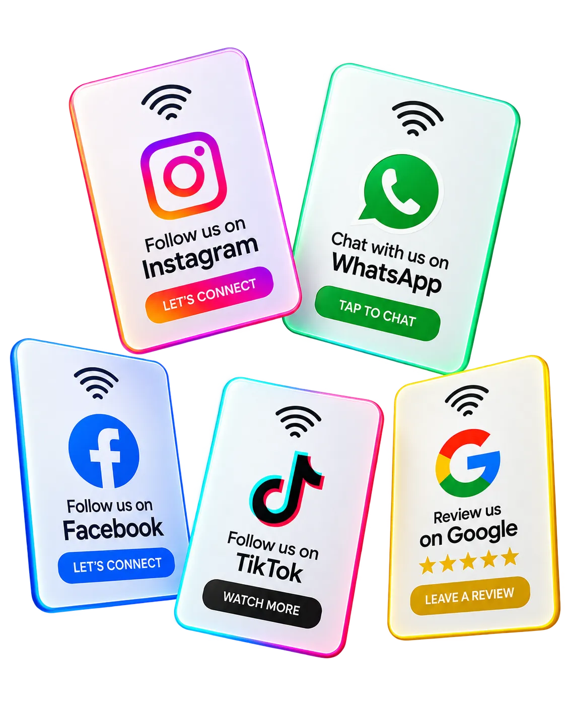 Tap to Follow, Chat or Review NFC card